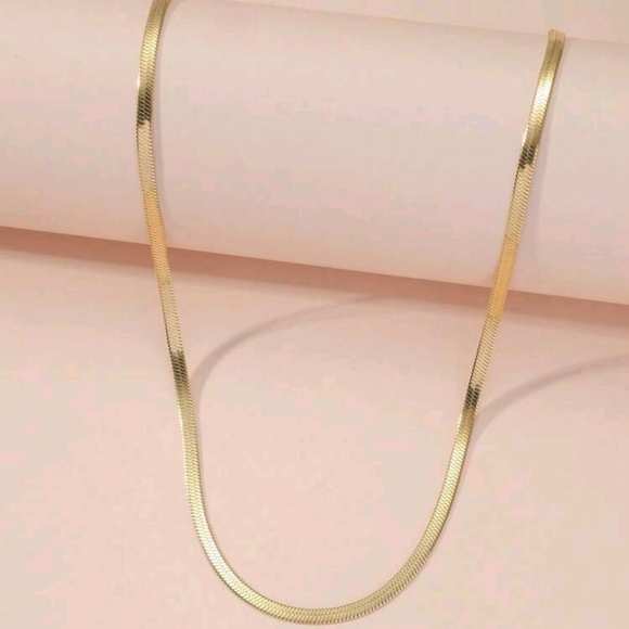 Long Gold Herringbone Necklace - Picture 1 of 2